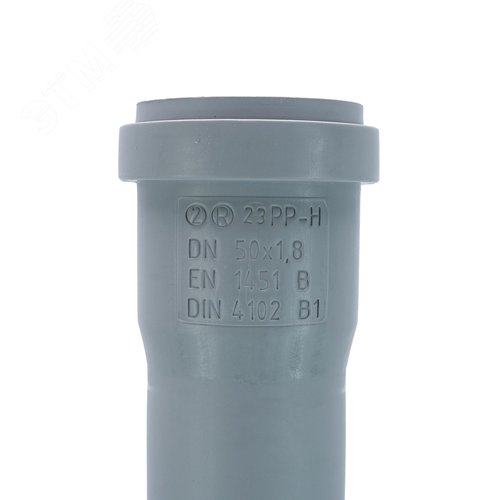 Труба канализационная 50x150 мм НТЕМ однораструбная, серая - фото 4