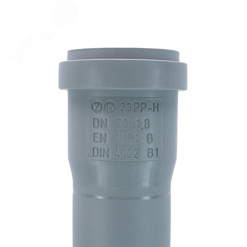 Труба канализационная 50x250 мм НТЕМ однораструбная, серая - фото 4