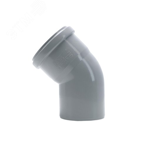 Отвод 75 45 град, для внутренней канализации, серый - фото 2
