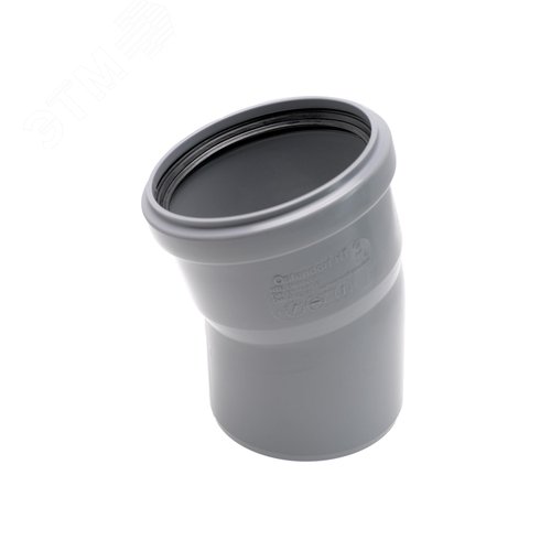 Отвод 90 15 град, для внутренней канализации, серый - фото 1