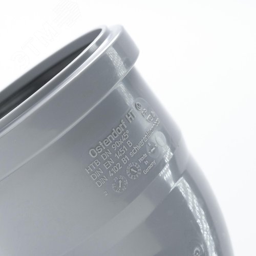 Отвод 90 45 град, для внутренней канализации, серый - фото 4