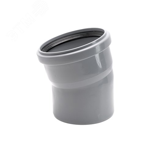 Отвод 125 15 град, для внутренней канализации, серый - фото 1