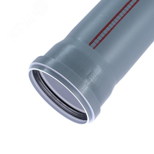 Труба канализационная 160x1500 мм НТЕМ однораструбная, серая - фото 1