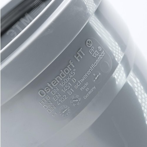 Отвод 160 45 град, для внутренней канализации, серый - фото 4