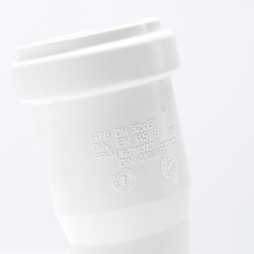 Отвод 32 15 град, для внутренней канализации, белый - фото 4