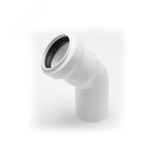 Отвод 40 45 град, для внутренней канализации, белый - фото 1