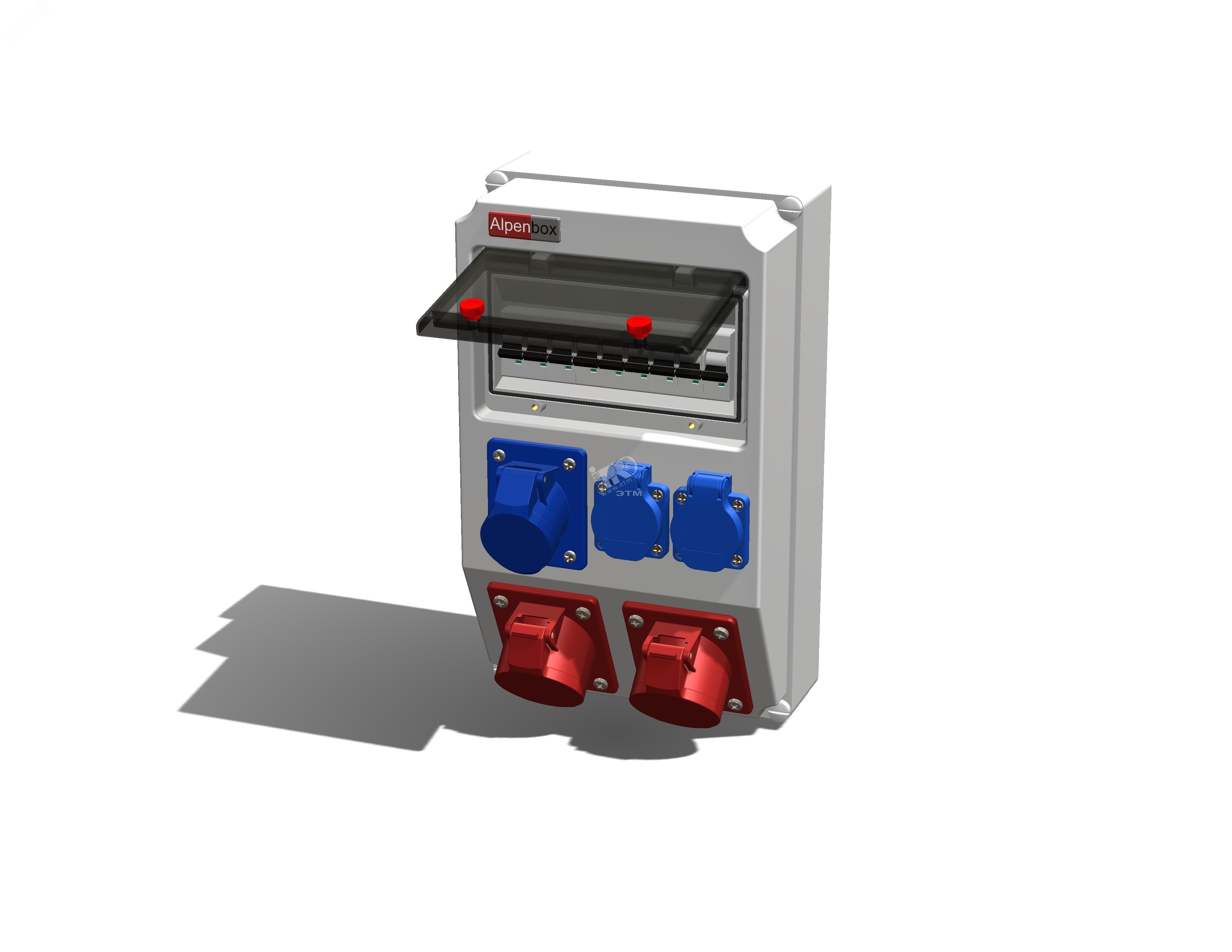 Изображение товара Устройство распределительное AlpenBox 2xSchuko, 1xCEE 16A3p, 2xCEE 16A5p, IP44