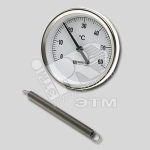 Термометр биметаллический F+R810 TCM аксиальный накладной 63 мм 0-120 С с пружиной