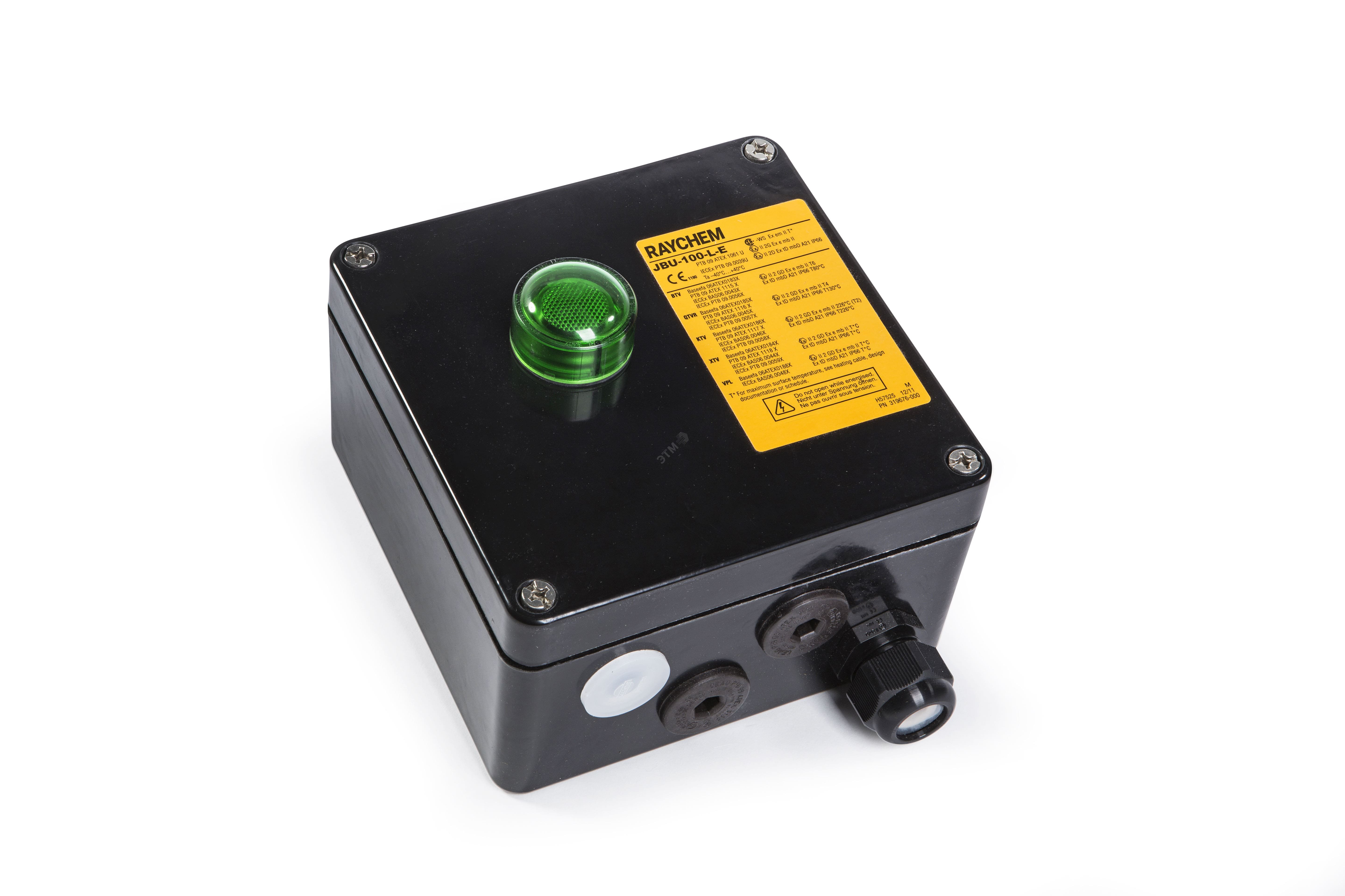 Соединительная коробка для модульной системы с индикационной лампой (зеленая), 4 x M25, ATEX JBU-100-L-E Raychem