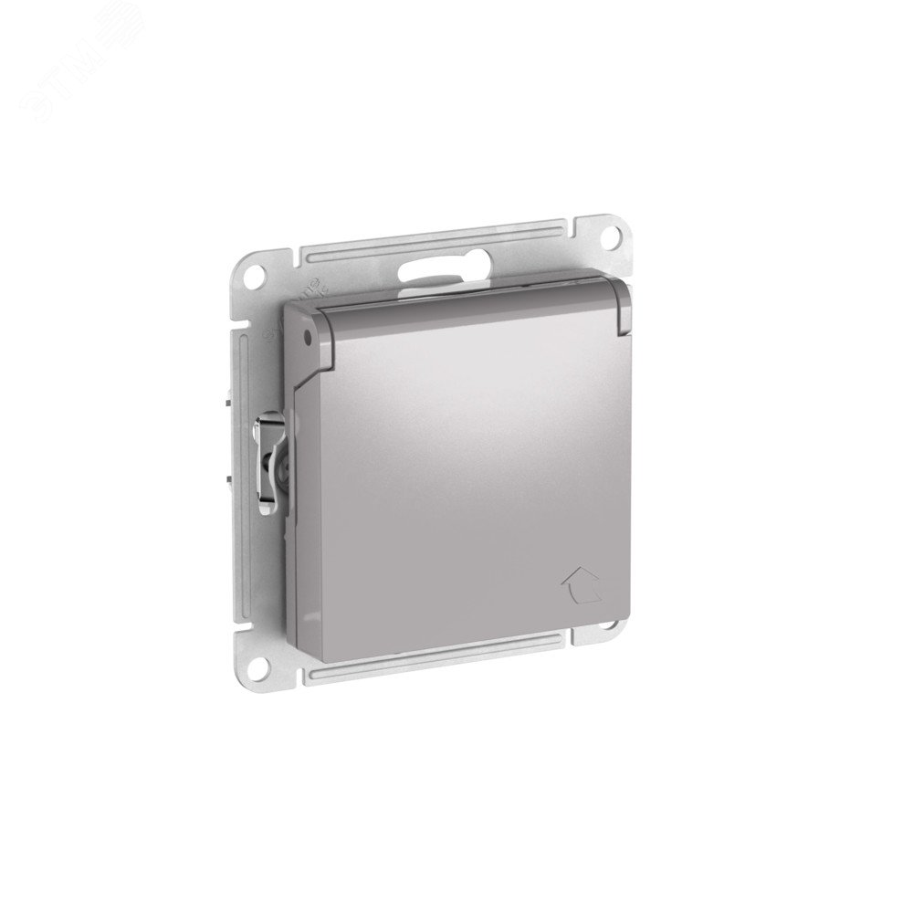 Изображение товара Розетка с заземлением ATLASDESIGN, алюминий, IP20, 16А, шторки, крышка