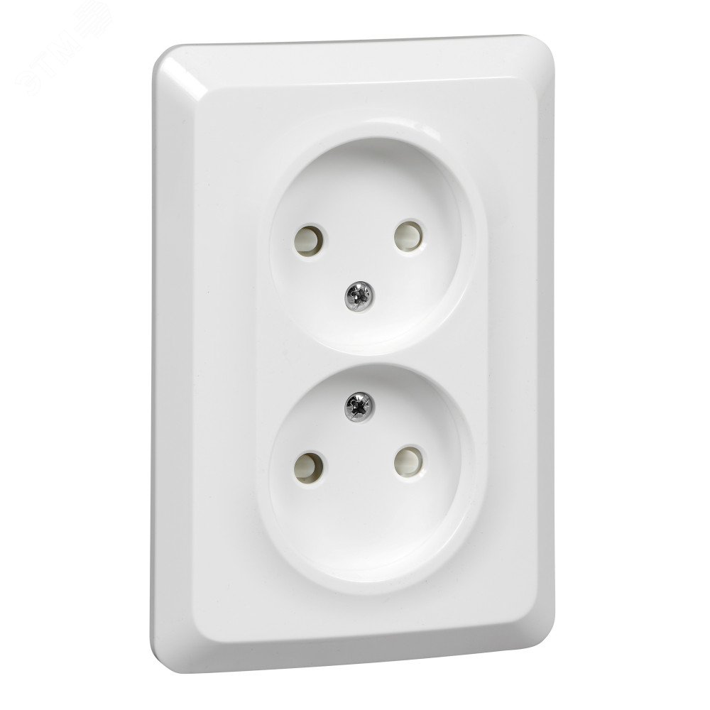 Изображение товара Розетка скрытая двойная без заземления со шторками 16А 250В белая Systeme Electric ЭТЮД