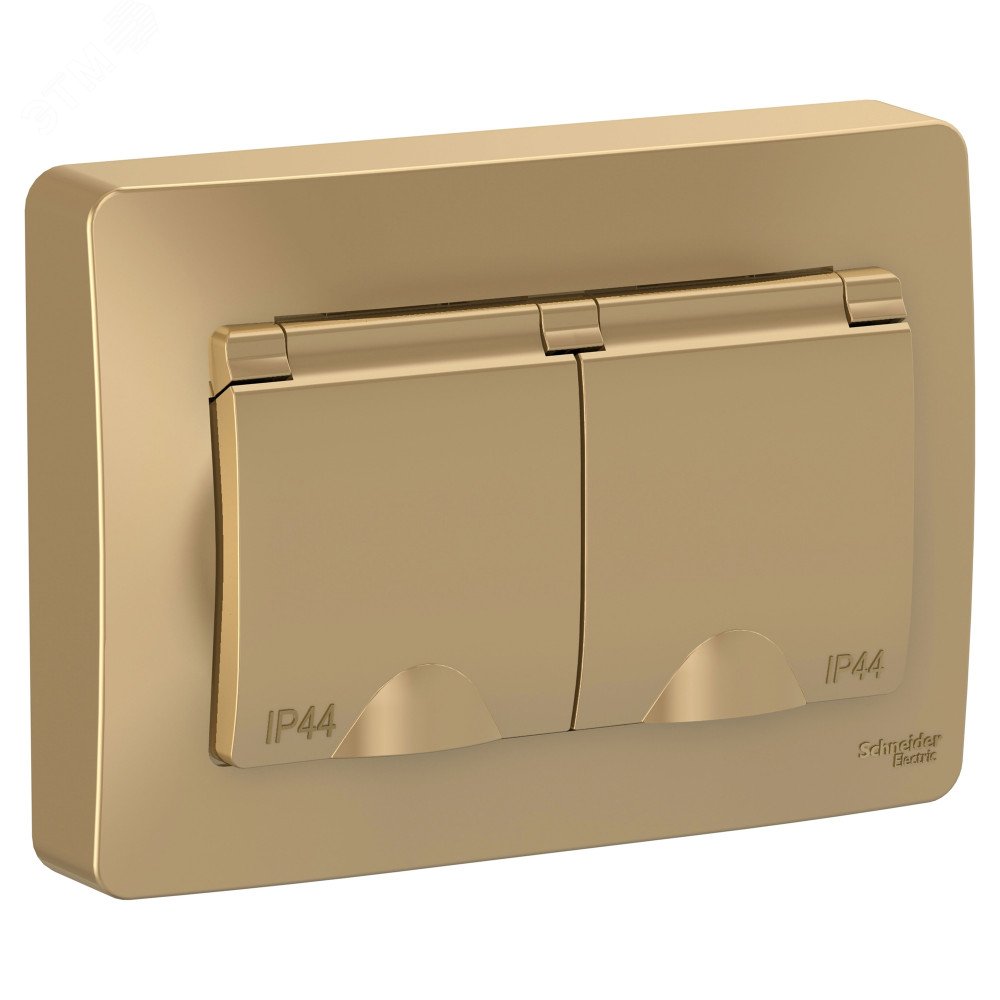 Изображение товара Розетка SYSTEME ELECTRIC BLANCA скрытая двойная IP44 с заземлением и шторками титан