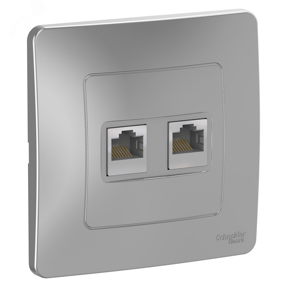 Изображение товара Розетка Blanca скрытой установки двойная RJ45 алюминий система Systeme Electric