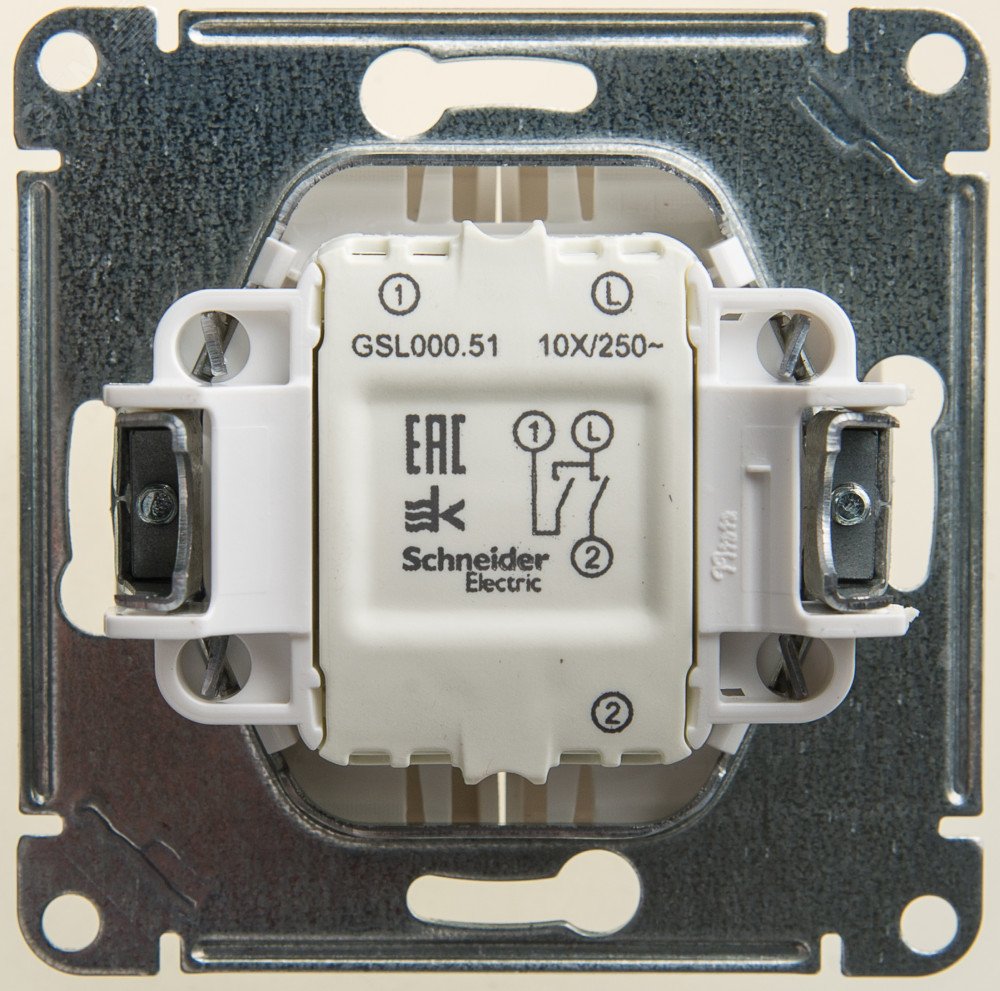 GLOSSA Выключатель двухклавишный схема 5 перламутр в рамку GSL000651 Systeme Electric - превью 3