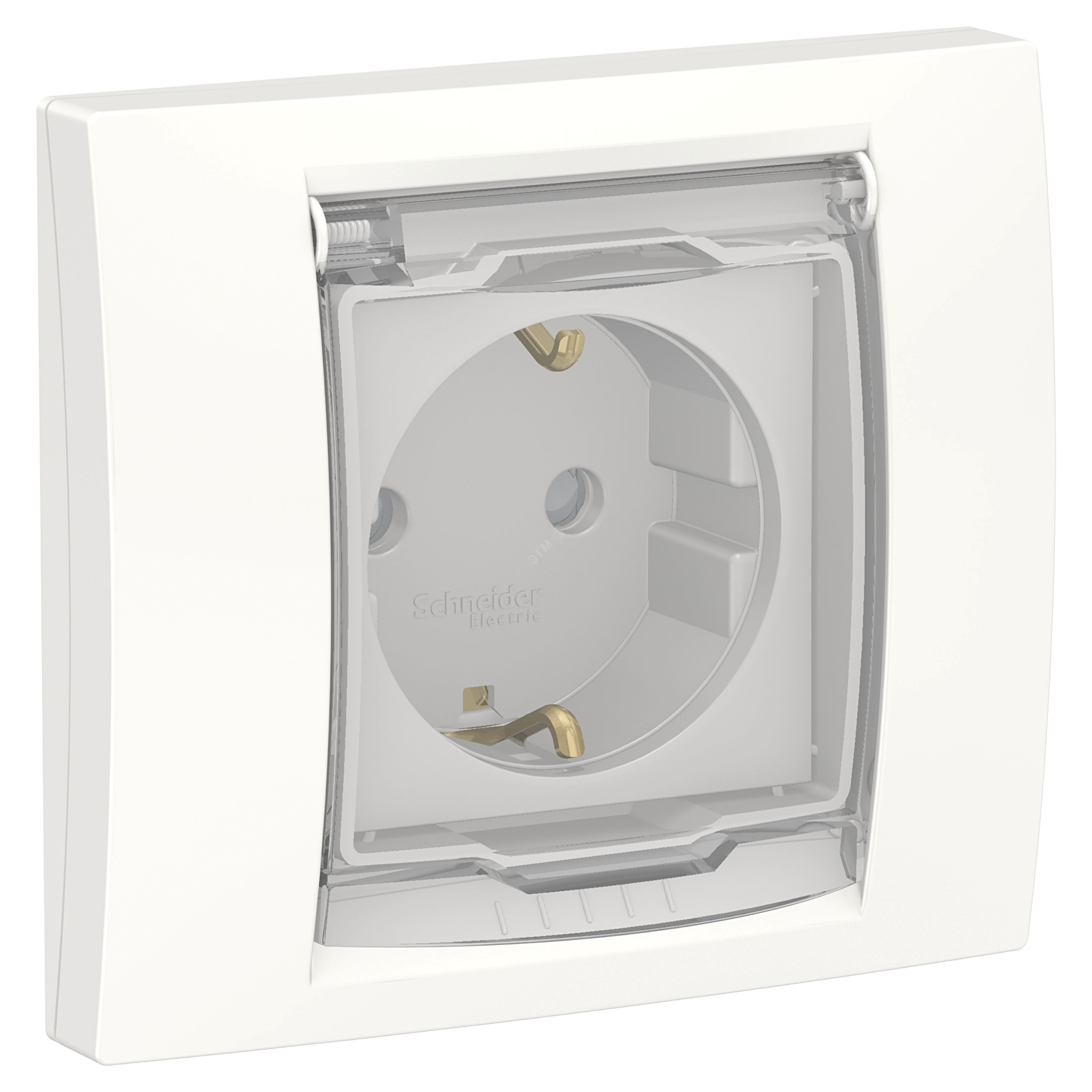 Розетка UNICA NEW с заземлением со шторками с крышкой IP44 белый ...