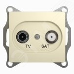 GLOSSA Розетка телевизионная TV-SAT проходная в рамку 4дБ бежевая GSL000298 Systeme Electric - превью 7