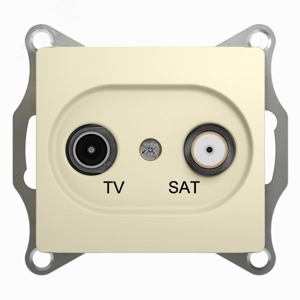 GLOSSA Розетка телевизионная TV-SAT проходная в рамку 4дБ бежевая GSL000298 Systeme Electric - превью 2