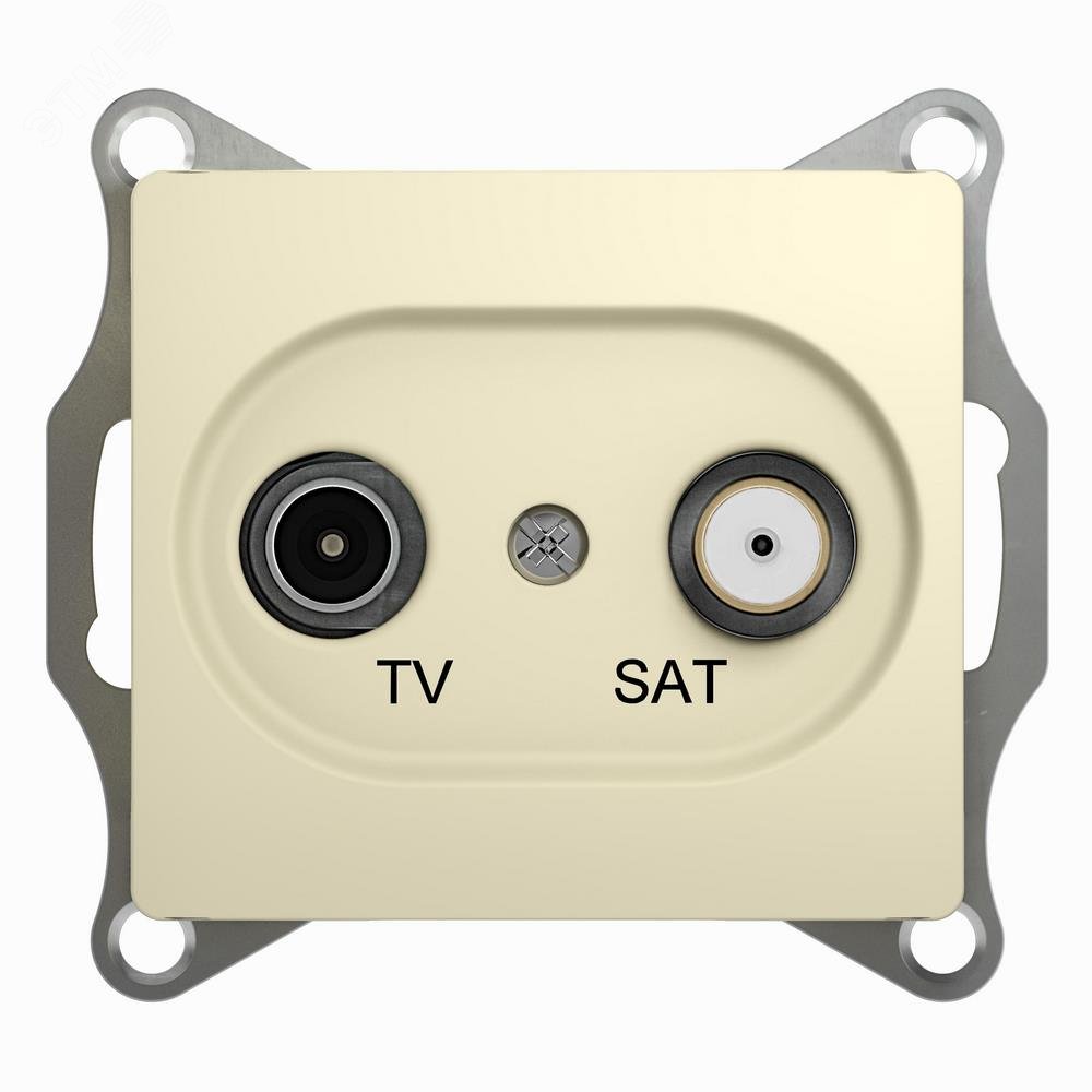 GLOSSA Розетка телевизионная TV-SAT проходная в рамку 4дБ бежевая GSL000298 Systeme Electric - превью 4