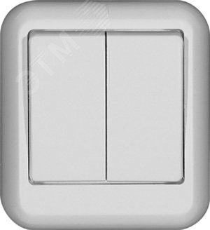 ПРИМА Выключатель двухклавишный наружный белый индивидуальная упаковка A56-029I-BI Systeme Electric - превью 3