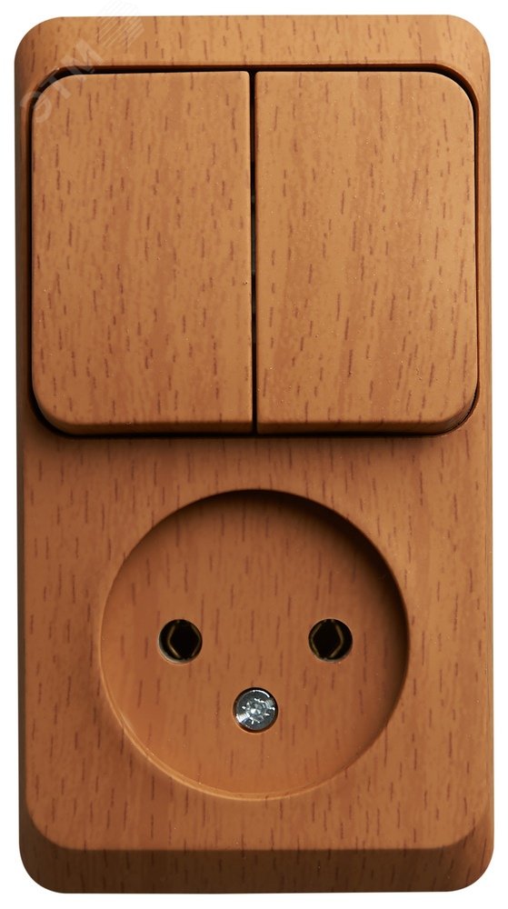 Изображение товара ЭТЮД блок открытой установки с розеткой и выключателем 2-клавиш для Россия