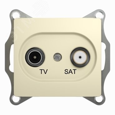 GLOSSA Розетка телевизионная TV-SAT проходная в рамку 4дБ бежевая GSL000298 Systeme Electric - превью 5