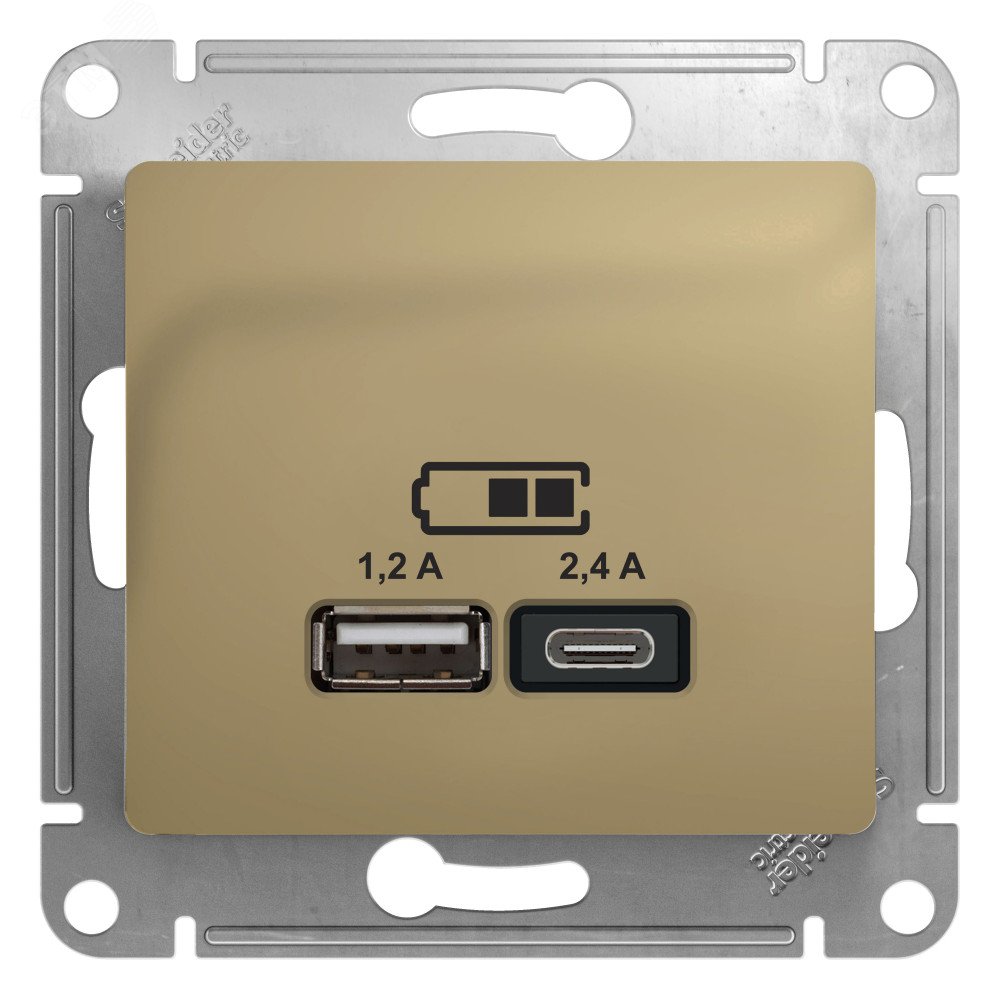 GLOSSA USB РОЗЕТКА A+С, 5В/2,4А, 2х5В/1,2 А, механизм, ТИТАН GSL000439 Systeme Electric - превью 2