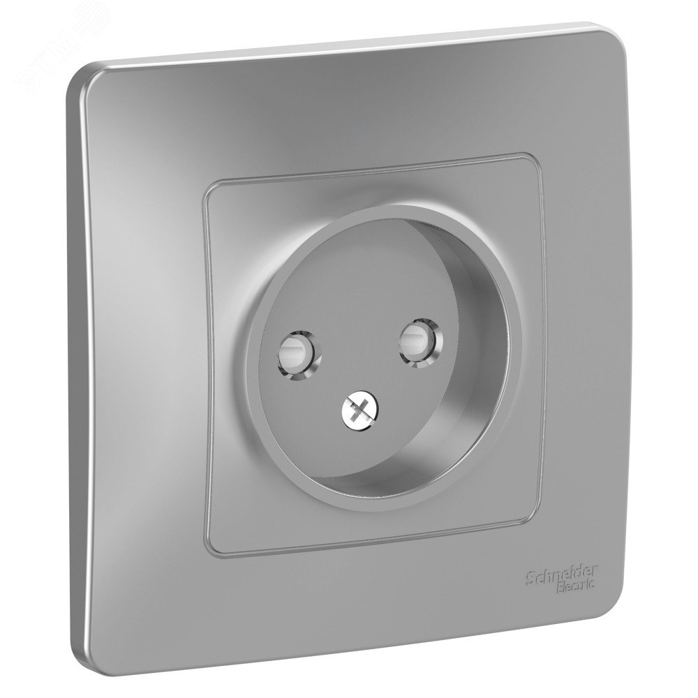 Изображение товара Розетка скрытая монтаж без заземления со шторками 16А 250В алюминий SYSTEME ELECTRIC BLANCA