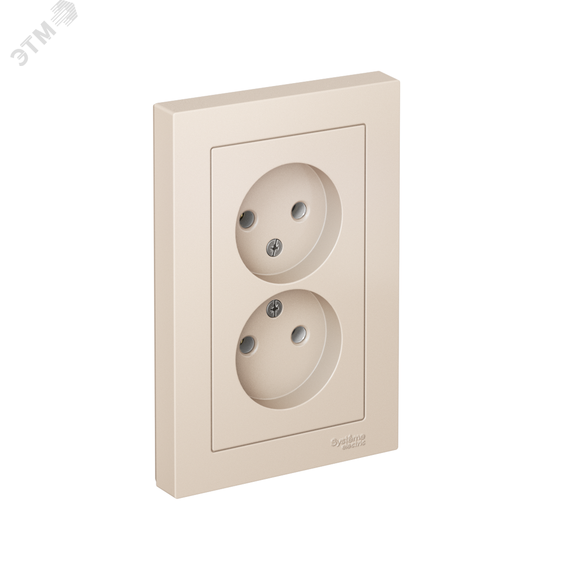 Изображение товара Двойная розетка ATLASDESIGN 16А без заземления бежевый