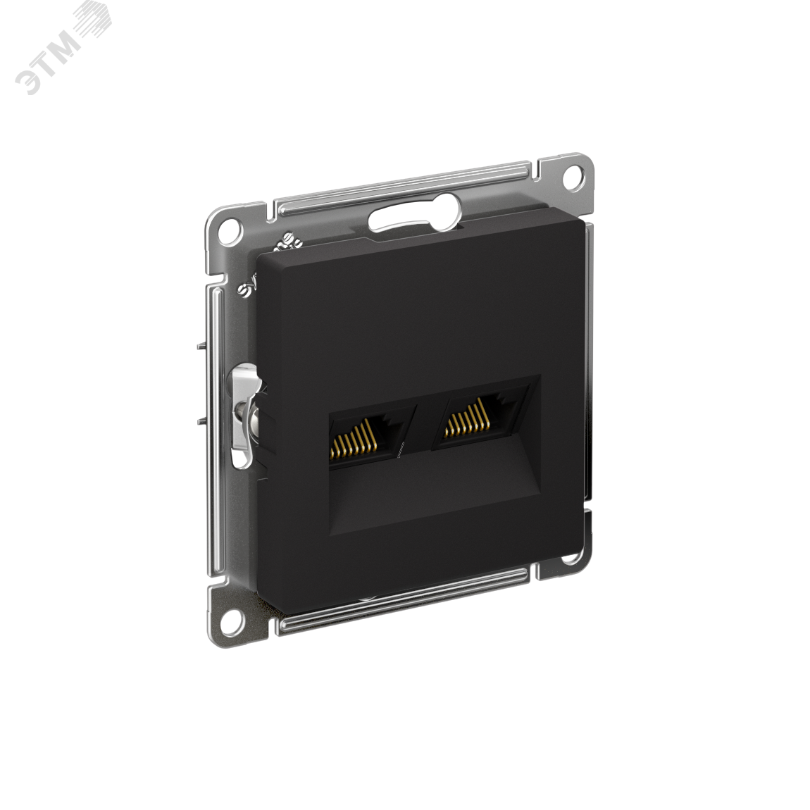 Изображение товара Двойная компьютерная розетка RJ45 категория 6А карбон AtlasDesign