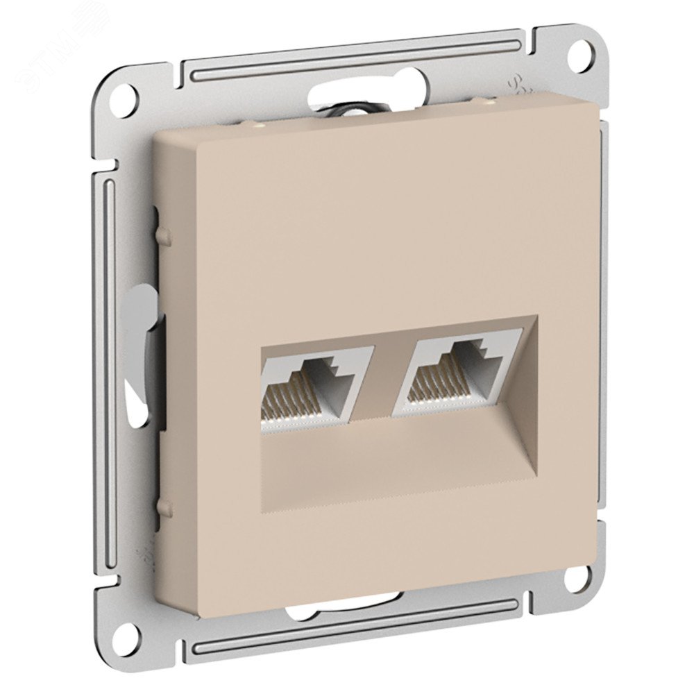 Изображение товара Двойная компьютерная розетка RJ45 категория 5е AtlasDesign песочный цвет