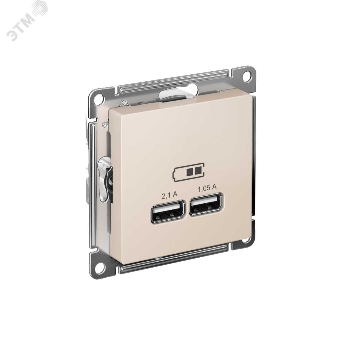 Изображение товара Розетка USB ATLASDESIGN 2 порта для зарядки 5 В 2.1 А бежевый механизм
