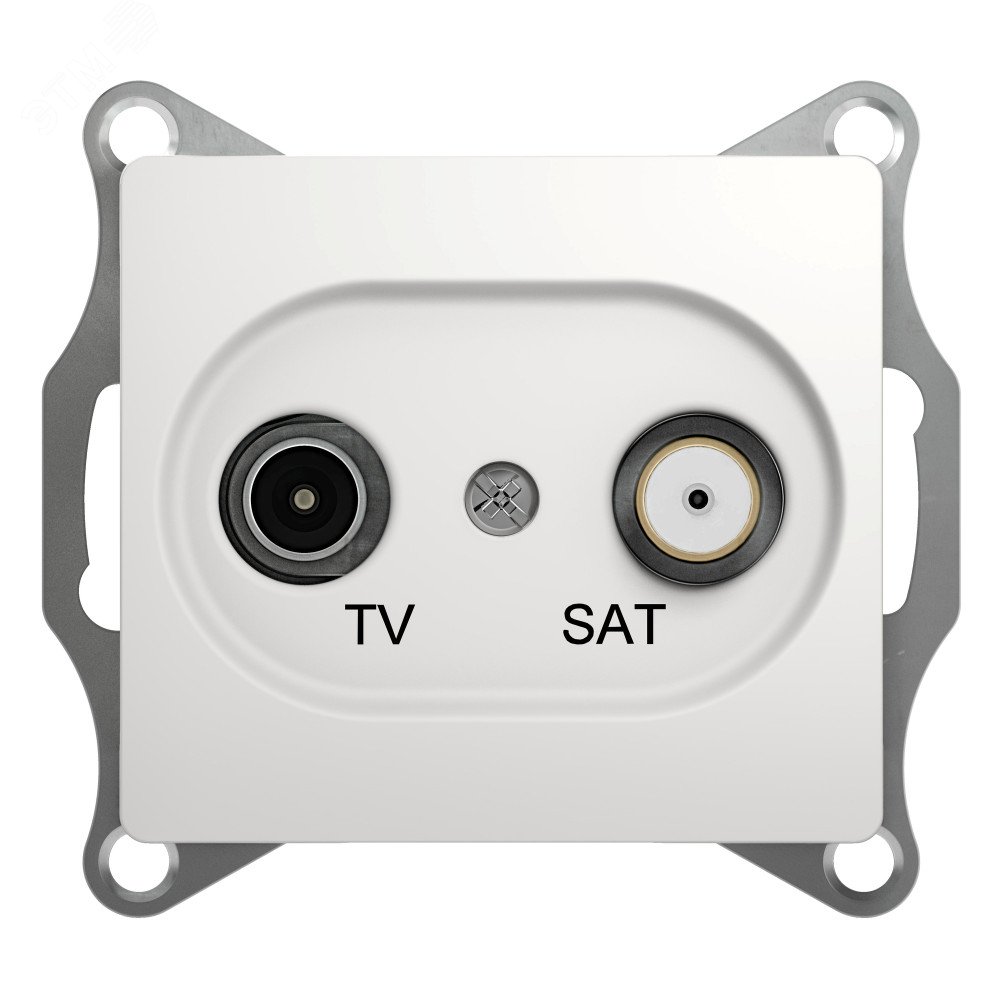 GLOSSA Розетка телевизионная TV-SAT проходная в рамку 4дБ белая GSL000198 Systeme Electric - превью 3
