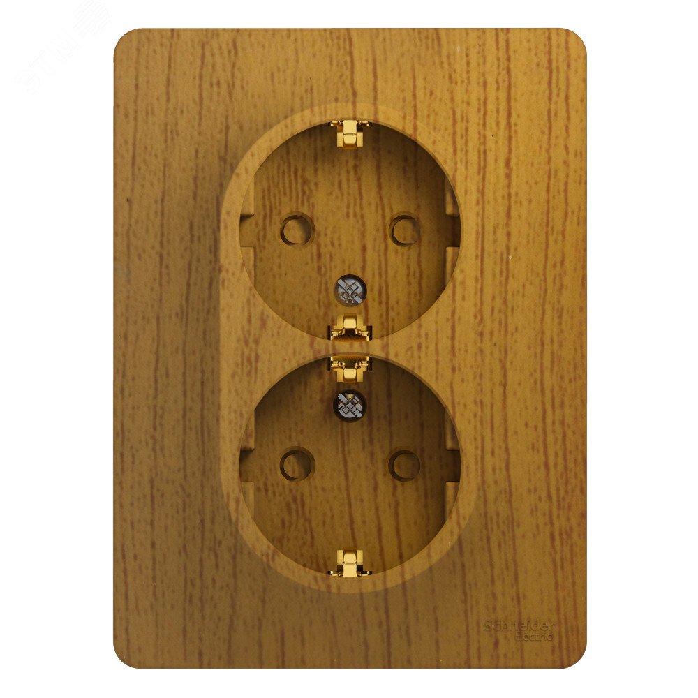 Изображение товара Розетка двойная с заземлением и шторками GLOSSA из дерева дуб
