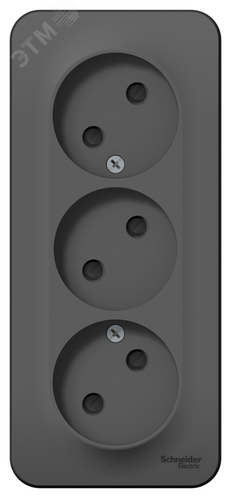 Изображение товара Розетка BLANCA наружная 3-я без заземления со шторками 16А 250В антрацит