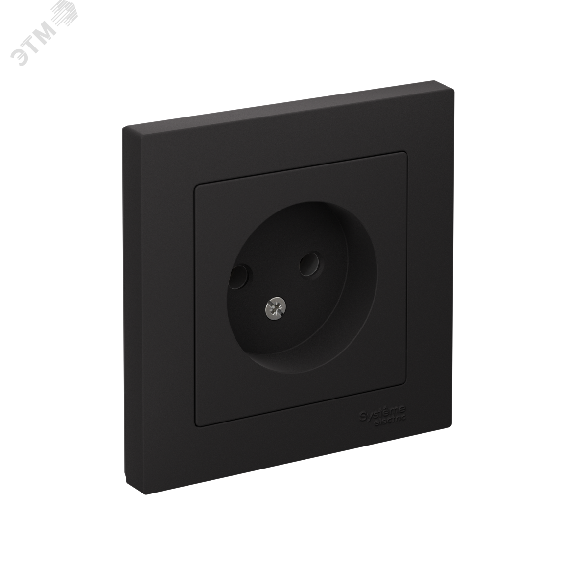 Изображение товара Розетка AtlasDesign 16А без заземления карбон однофазная в сборе