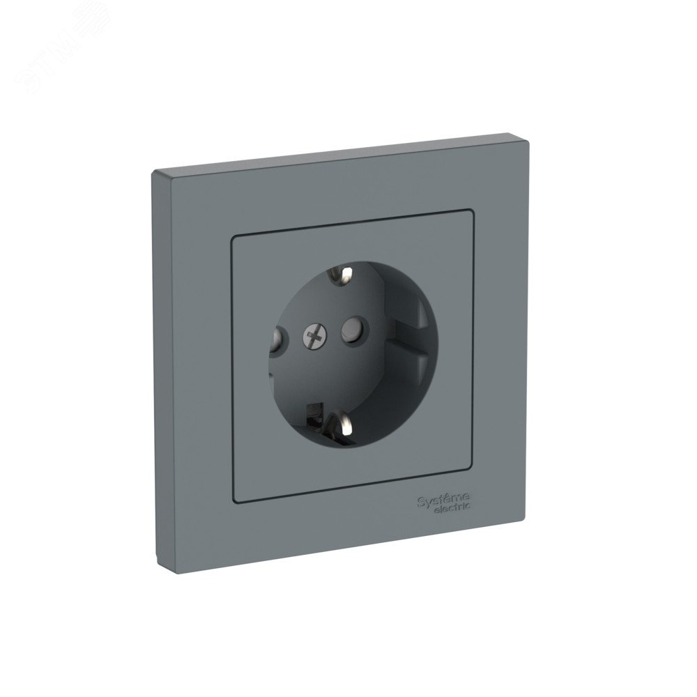 Изображение товара Розетка ATLASDESIGN с заземлением и шторками 16А цвет грифель