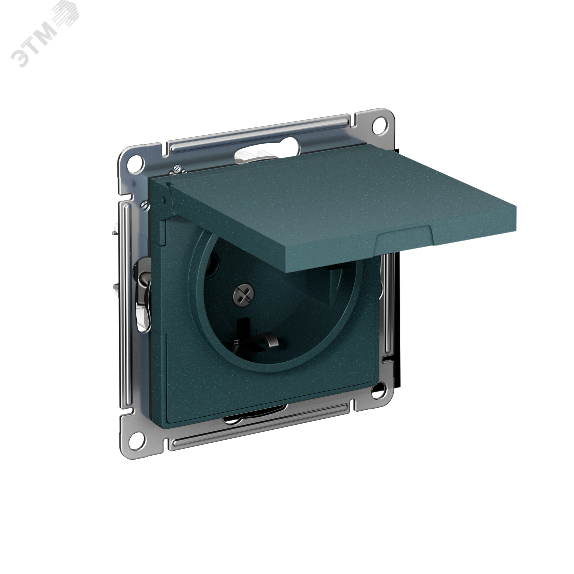 Изображение товара Розетка ATLASDESIGN с заземлением и шторками 16А IP20 изумруд
