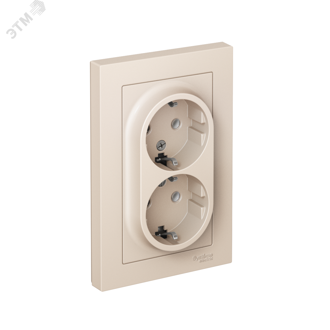 Изображение товара Двойная розетка с заземлением ATLASDESIGN 16А бежевый для внутренней установки