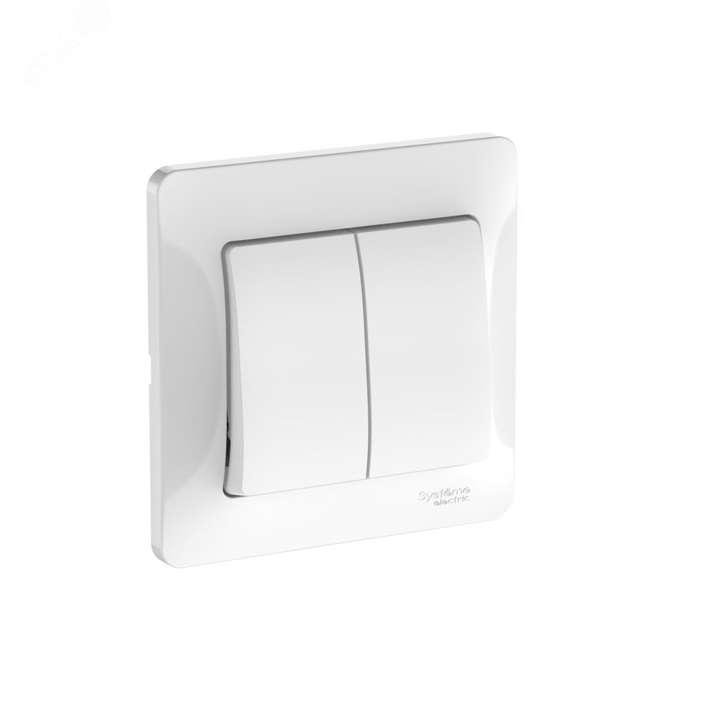 Изображение товара 2-клавишный выключатель GLOSSA системы Electric, белый, IP20, монтаж в сборе