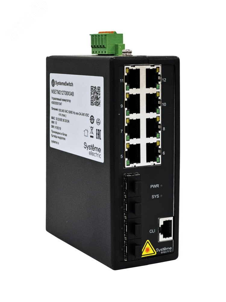 Изображение товара Коммутатор промышленный управляемый Ethernet L2+, 8x10/100/1000BaseT, 4x1000BaseX SFP (шт)