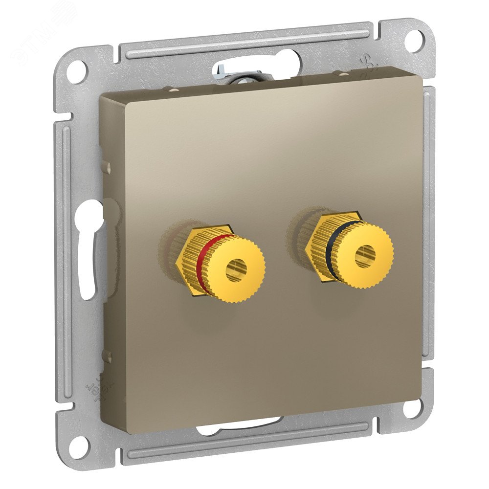 Изображение товара Аудиорозетка ATLASDESIGN двухместная шампань с RCA разъемами для внутреннего монтажа