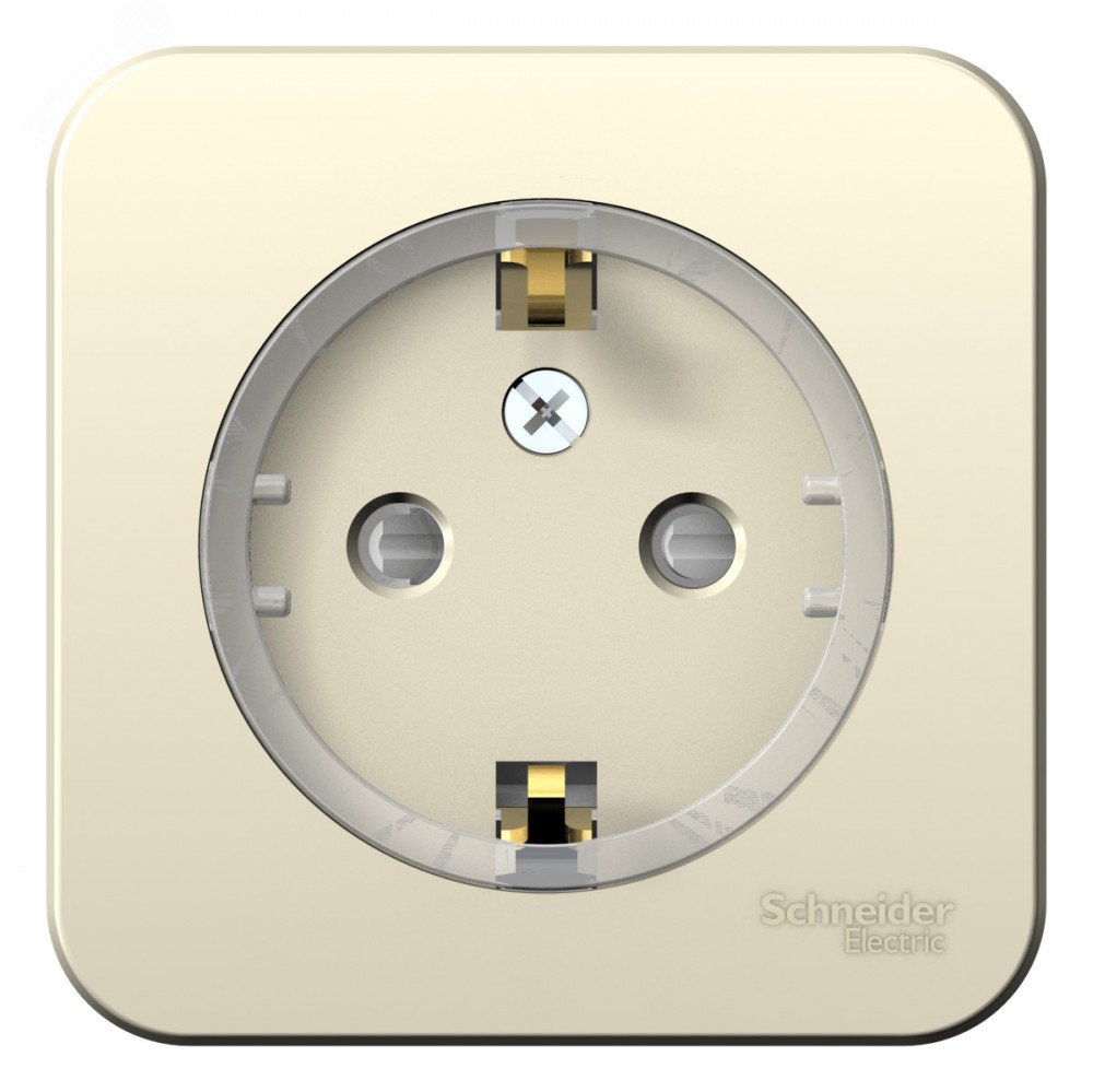 Изображение товара BLANCA Розетка наружная с заземление со шторками, (тонкая) с изолирующей пластиной 16А, 250В, молочный (шт)