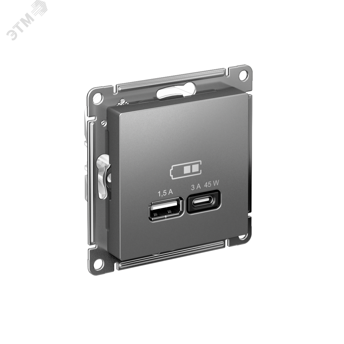 Изображение товара Розетка USB ATLASDESIGN со встроенными USB-C и A 45W высокая скорость зарядки