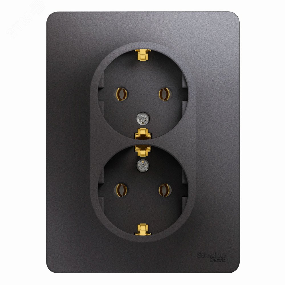 Изображение товара Двойная розетка с заземлением GLOSSA графит Systeme Electric 16 А IP20