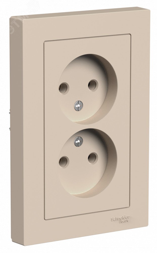 Изображение товара ATLASDESIGN РОЗЕТКА двойная без заземления,16А, в сборе, ПЕСОЧНЫЙ (шт)