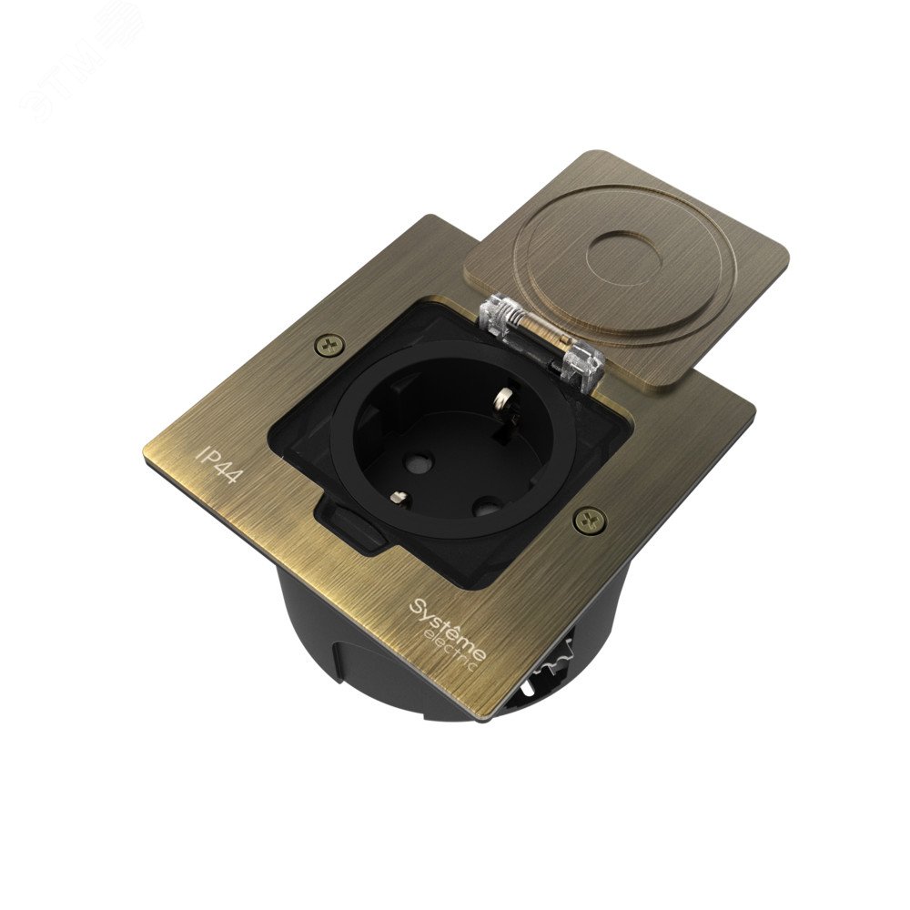 Изображение товара Лючок MultiDeS с розеткой 2К+З 16А/250В IP44 монтажная коробка для стены или фальшпола