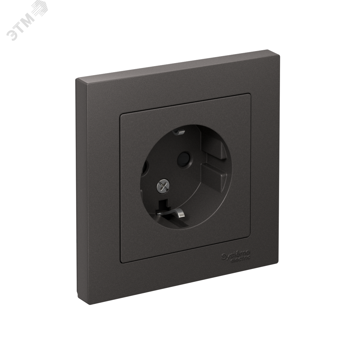 Изображение товара Розетка AtlasDesign с заземлением и без шторок 16А черный IP20 Россия