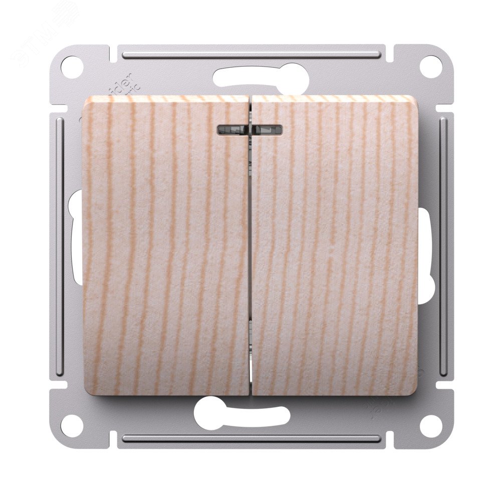 Изображение товара GLOSSA 2-клавишный выключатель с подсветкой, сосна, 10А