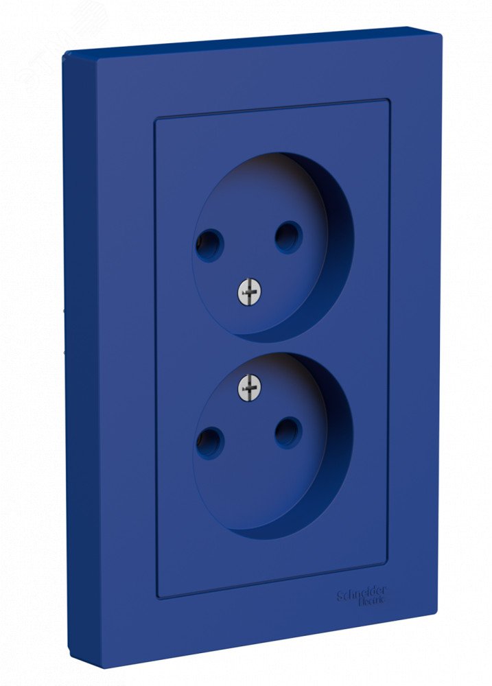 Изображение товара Двойная розетка ATLASDESIGN без заземления в сборе цвет аквамарин