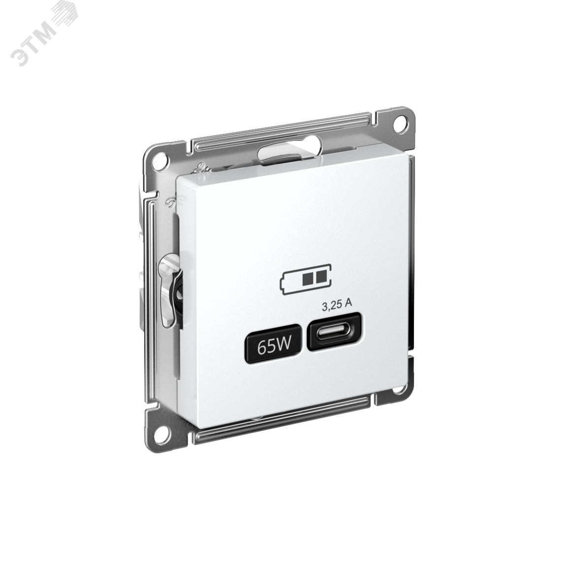Изображение товара Розетка USB с разъемом типа C 65W для быстрой зарядки белая ATLASDESIGN